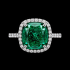 Emerald Halo Elegance Ring in Silver with Moissanite Diamonds