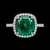 Emerald Halo Elegance Ring in Silver with Moissanite Diamonds