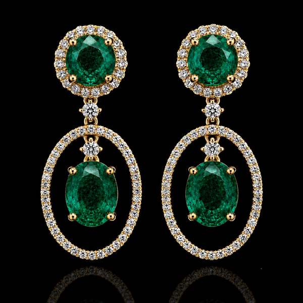 Emerald Halo Drop Earring