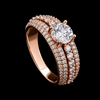 Radiant Rose Gold Triple-Band Moissanite Statement Ring