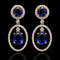 Blue Sapphire Halo Drop Earring