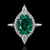 Radiant Oval Emerald Moissanite & Sterling Silver Halo Ring