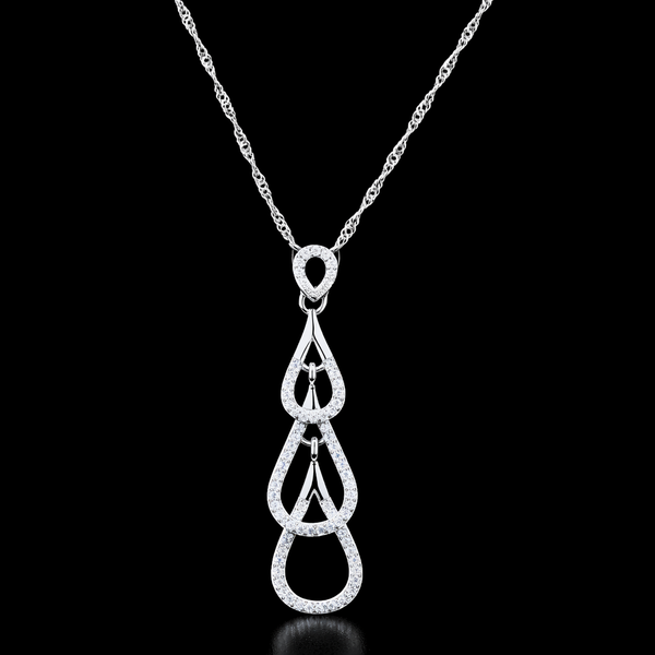 Diamond Cascade Silver Pendant – Graceful Brilliance in Sterling Silver