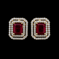Double Frame Ruby Studs