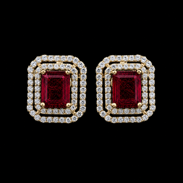 Double Frame Ruby Studs