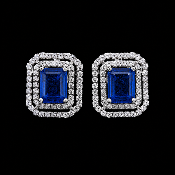 Double Frame Blue Studs
