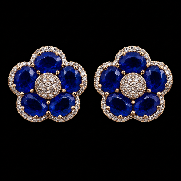 Blue Petal Halo Studs