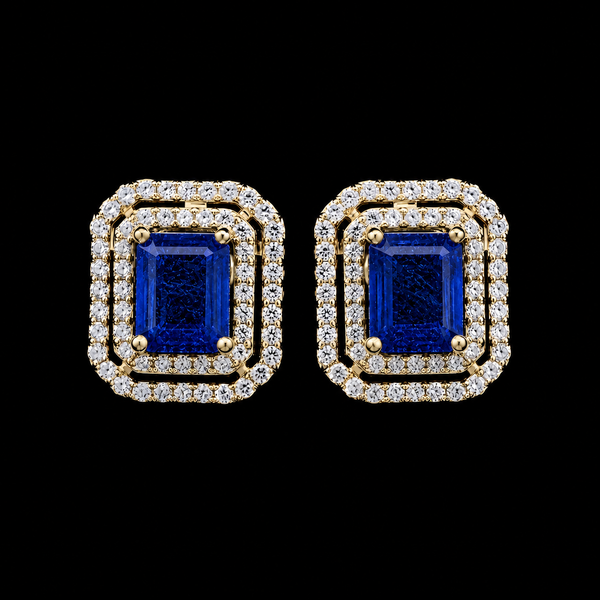 Double Frame Blue Studs