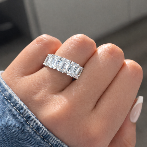 Emerald cut eternity band