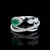 Elegant Emerald & Moissanite Open Wrap Ring – Luxury Adjustable Statement Ring for Women