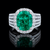 Moissanite Halo Ring in Silver – Radiant Elegance with Emerald Center