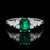 Emerald-Cut Green Stone & Diamond Accent Ring in White Gold Finish | Elegant Luxury Statement Ring for Women