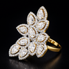 Floral Diamond Cluster Ring in Gold | Pear-Cut Halo Statement Ring