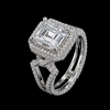 Royal Halo Emerald-Cut Diamond Ring with Split Shank