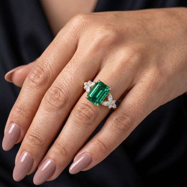 Eterna Bloom Emerald-Cut Diamond Accent Ring