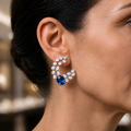 Blue Sapphire Vine Cuff Earrings
