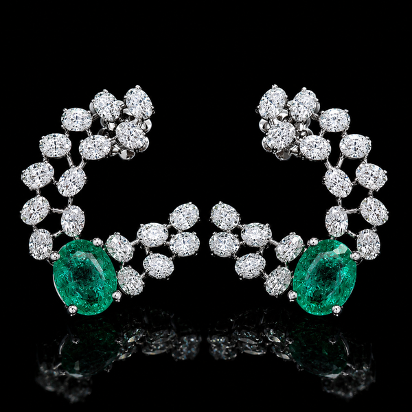 Emerald Vine Cuff Earrings