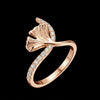 Silver Ginkgo Moissanite bypass Ring