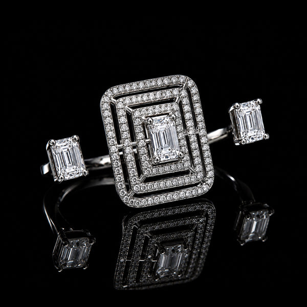Celeste Geometry Moissanite Ring