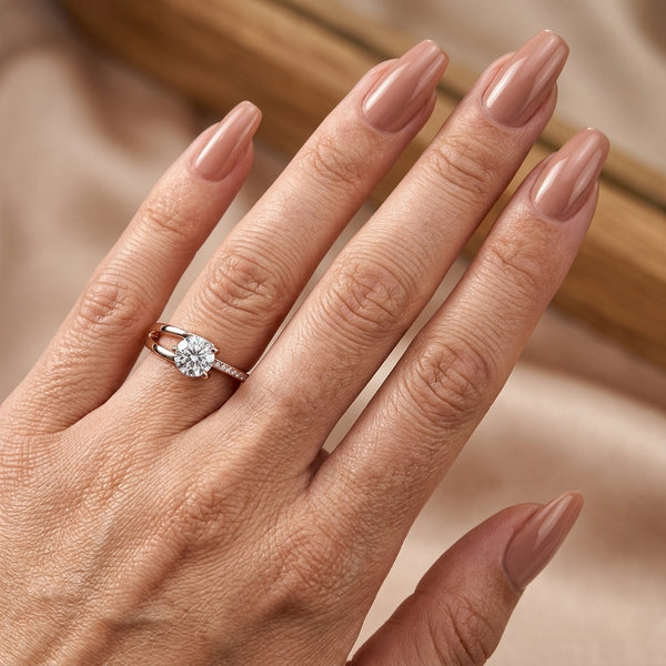 Elegant Rose Gold Solitaire Moissanite Diamond Ring