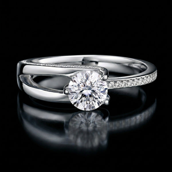 Elegant Rose Gold Solitaire Moissanite Diamond Ring