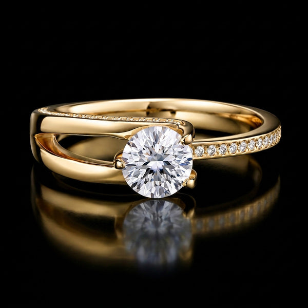 Elegant Rose Gold Solitaire Moissanite Diamond Ring
