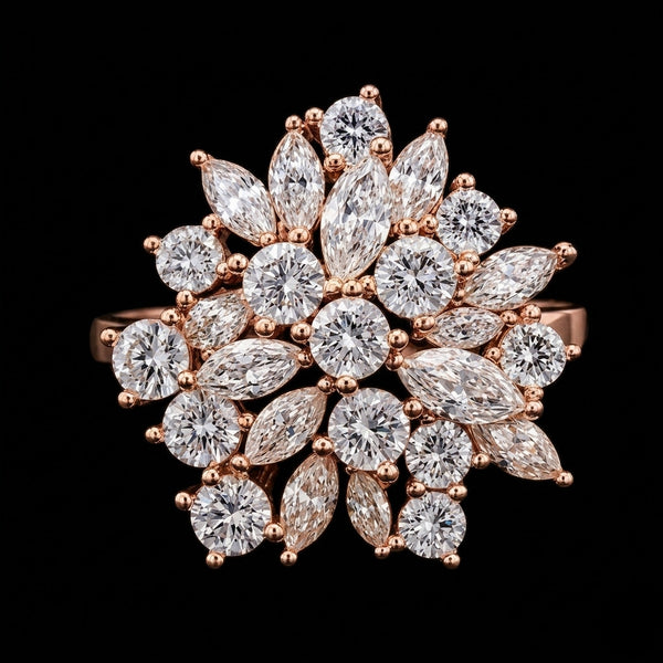 Radiant Floral Moissanite Diamond Statement Ring