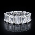 Emerald-Cut Diamond Eternity Ring in 925 Sterling Silver – Full Band Luxury Statement