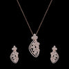 a rose gold-plated cubic zirconia pendant and earring set.