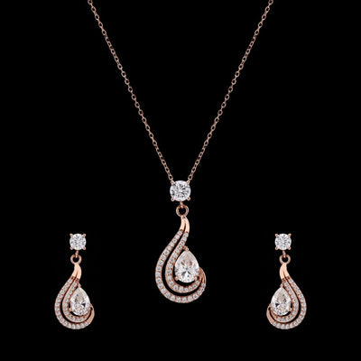 rose gold plated Tosca pendant earrings chain necklace