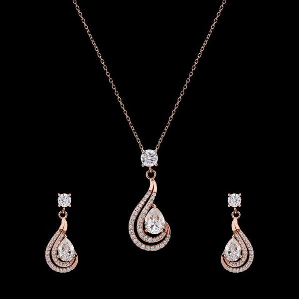rose gold plated Tosca pendant earrings chain necklace