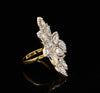 Floral Diamond Cluster Ring in Gold | Pear-Cut Halo Statement Ring