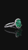 Emerald Halo Elegance Ring in Silver with Moissanite Diamonds