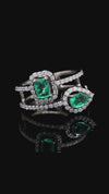 Emerald Radiance Moissanite Dual Halo Ring