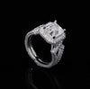 Royal Halo Emerald-Cut Diamond Ring with Split Shank