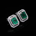 Double Frame Emerald Studs