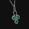 Emerald Trinity Halo Silver Pendant – Refined Elegance in Sterling Silver