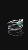 Elegant Emerald & Moissanite Open Wrap Ring – Luxury Adjustable Statement Ring for Women